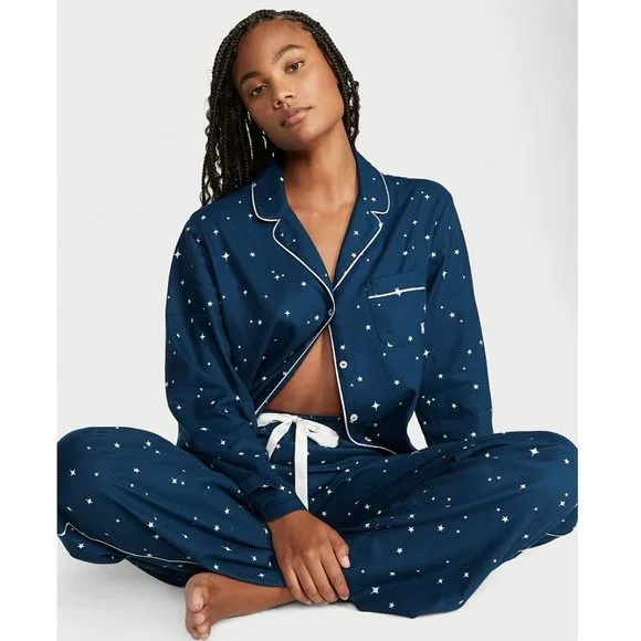 Flannel Pajama Navy Blue Pj Set Men's Premium 100% Cotton Flannel